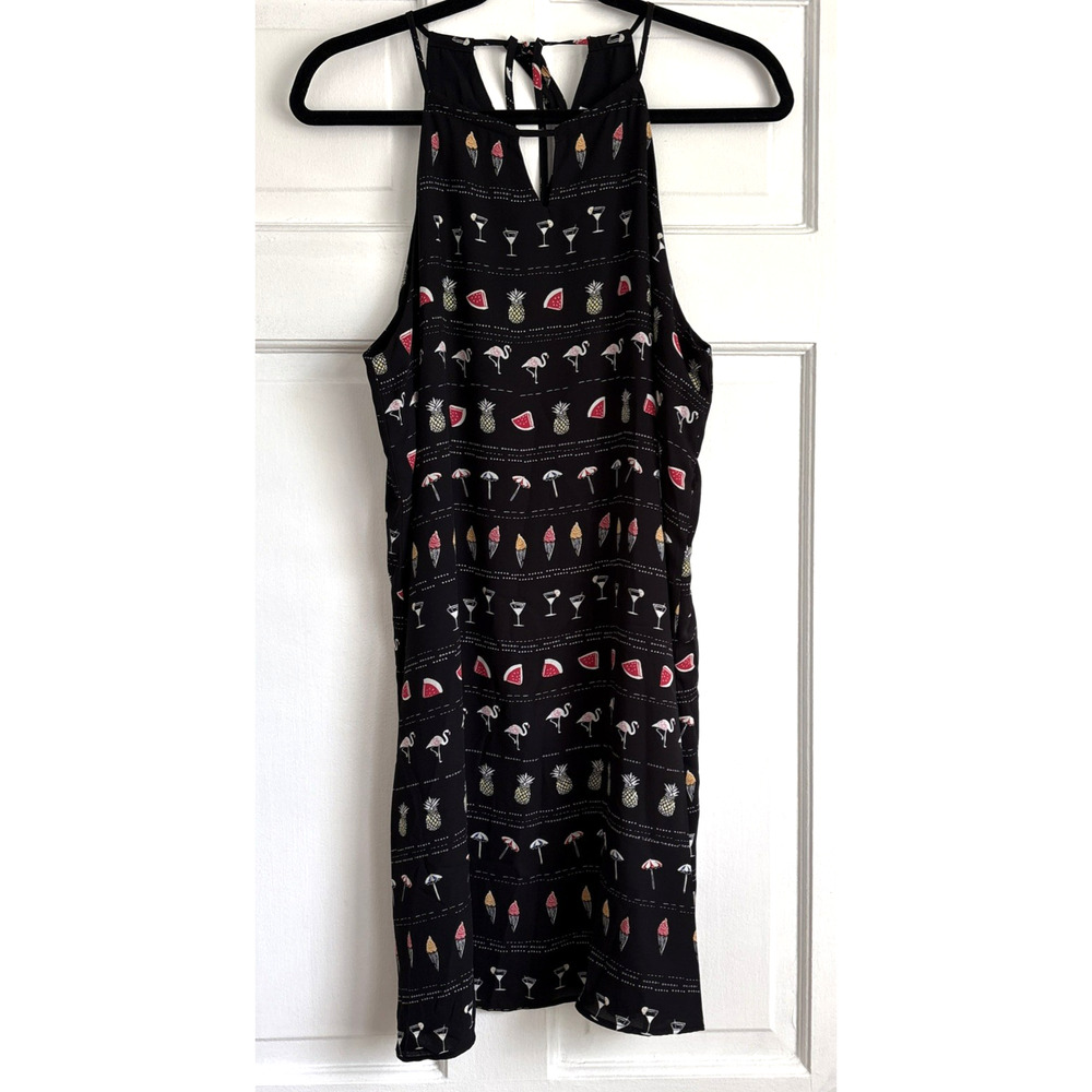 Finn & Grace Halter Summer Dress Whimsical‎ Novelty Print Beachy Vacation | M